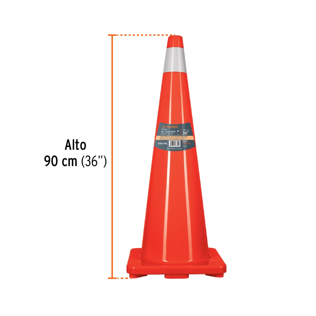 CONO DE PRECAUCION, 90 CM CON REFLEJANTE