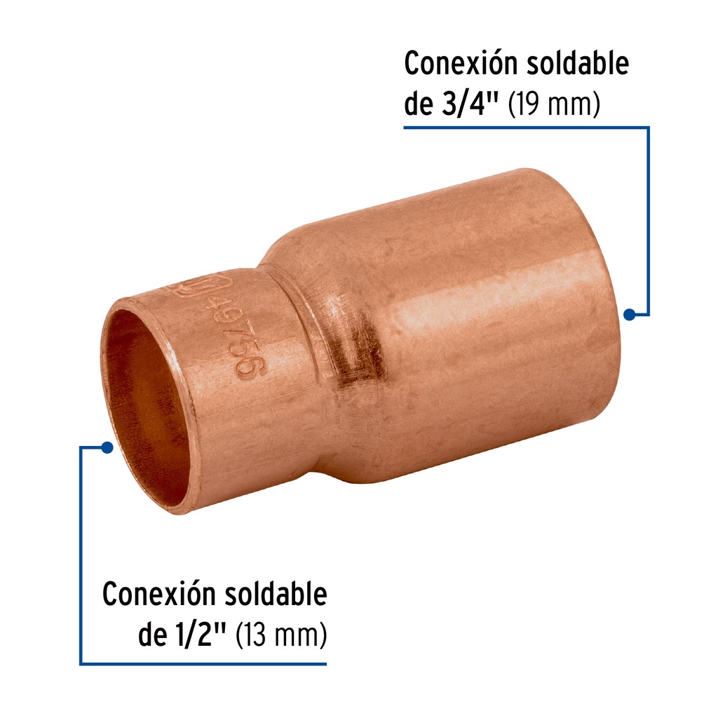 COPLE REDUCCION BUSHING COBRE 3/4'X 1/2', FOSET