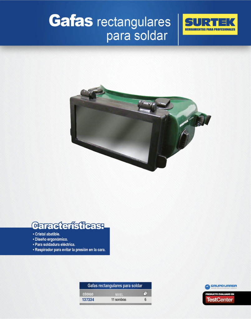 GAFAS PARA SOLDAR DE 11 SOMBRAS CON CRISTAL ABATIBLE PARA SOLDADURA ELECTRICA
