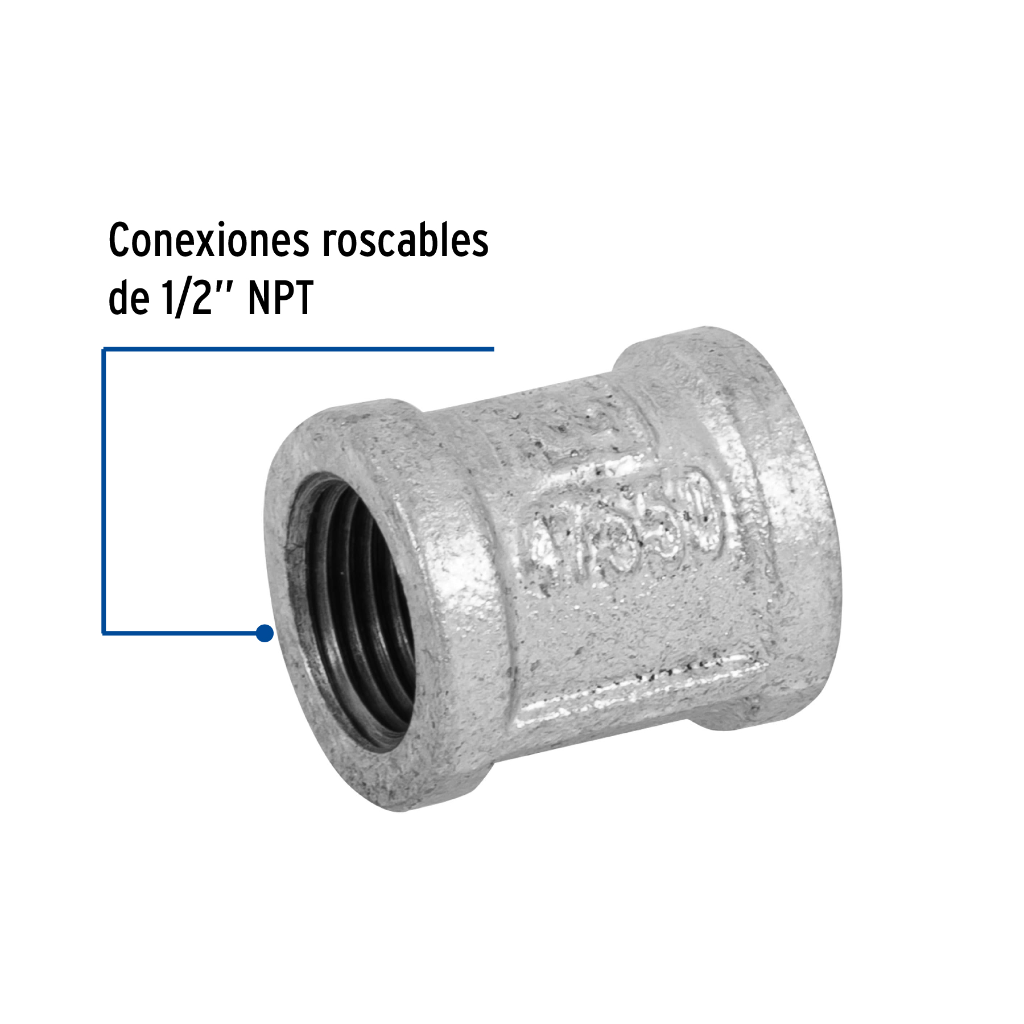 COPLE REFORZADO DE ACERO GALVANIZADO DE 1/2', FOSET