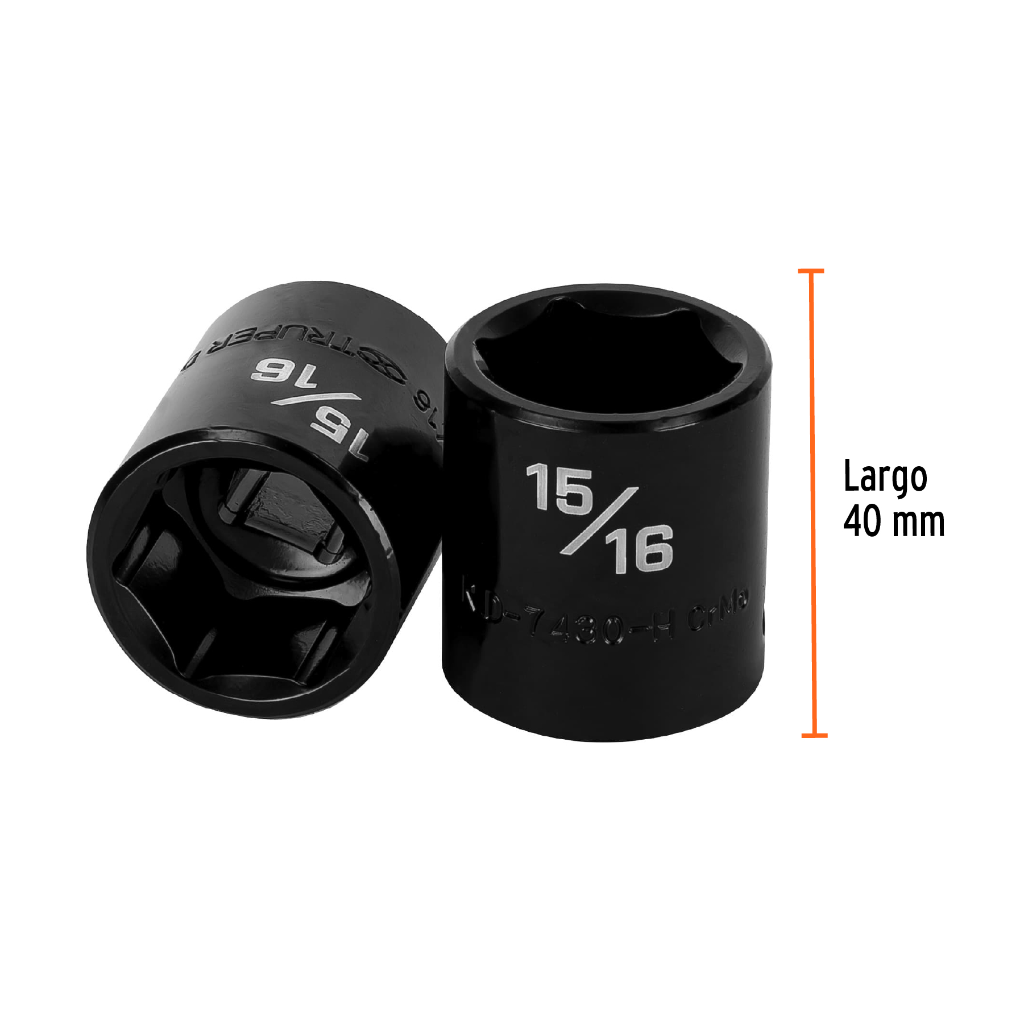 DADO DE IMPACTO DE 15/16', 6 PUNTAS, CUADRO 1/2', TRUPER