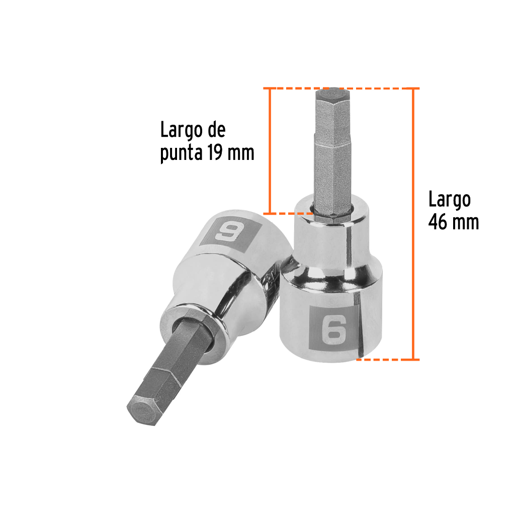 DADO PUNTA HEXAGONAL DE 6 MM, CUADRO 3/8', TRUPER
