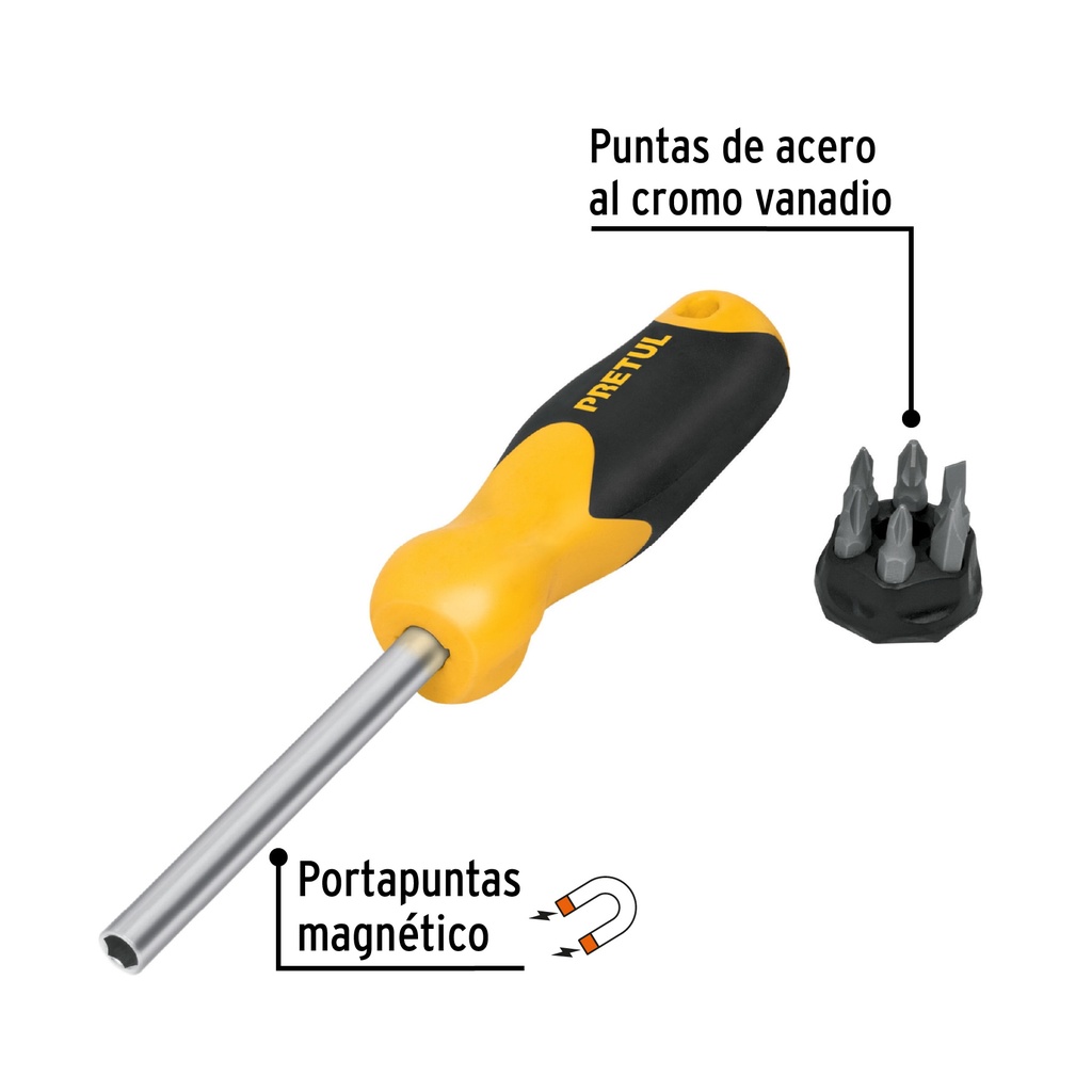 DESARMADOR CON 6 PUNTAS, PRETUL