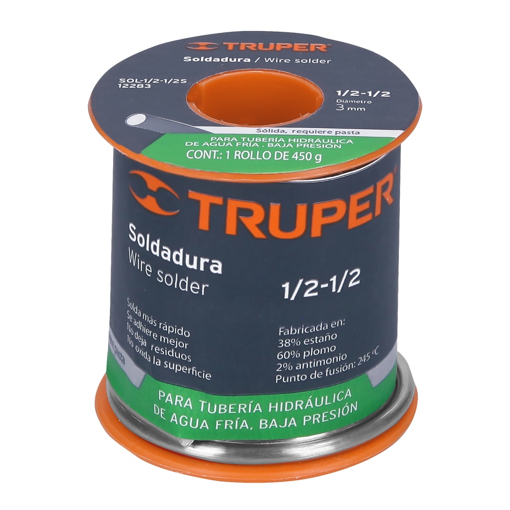 SOLDADURA 1/2-1/2 PARA TUBERIA BAJA PRESION, 450G, SOLDAKLIN
