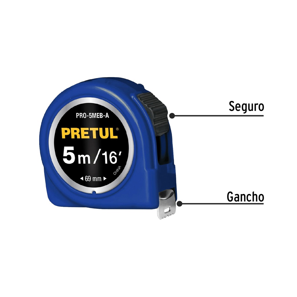 FLEXOMETRO AZUL 5 M CINTA 19 MM, EN TARJETA, PRETUL