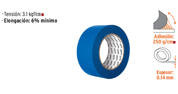 CINTA MASKING TAPE AZUL DE 2' X 50 M, TRUPER