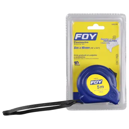 FLEXOMETRO CON CARCASA DE PLASTICO AZUL, 5 M X 19 MM
