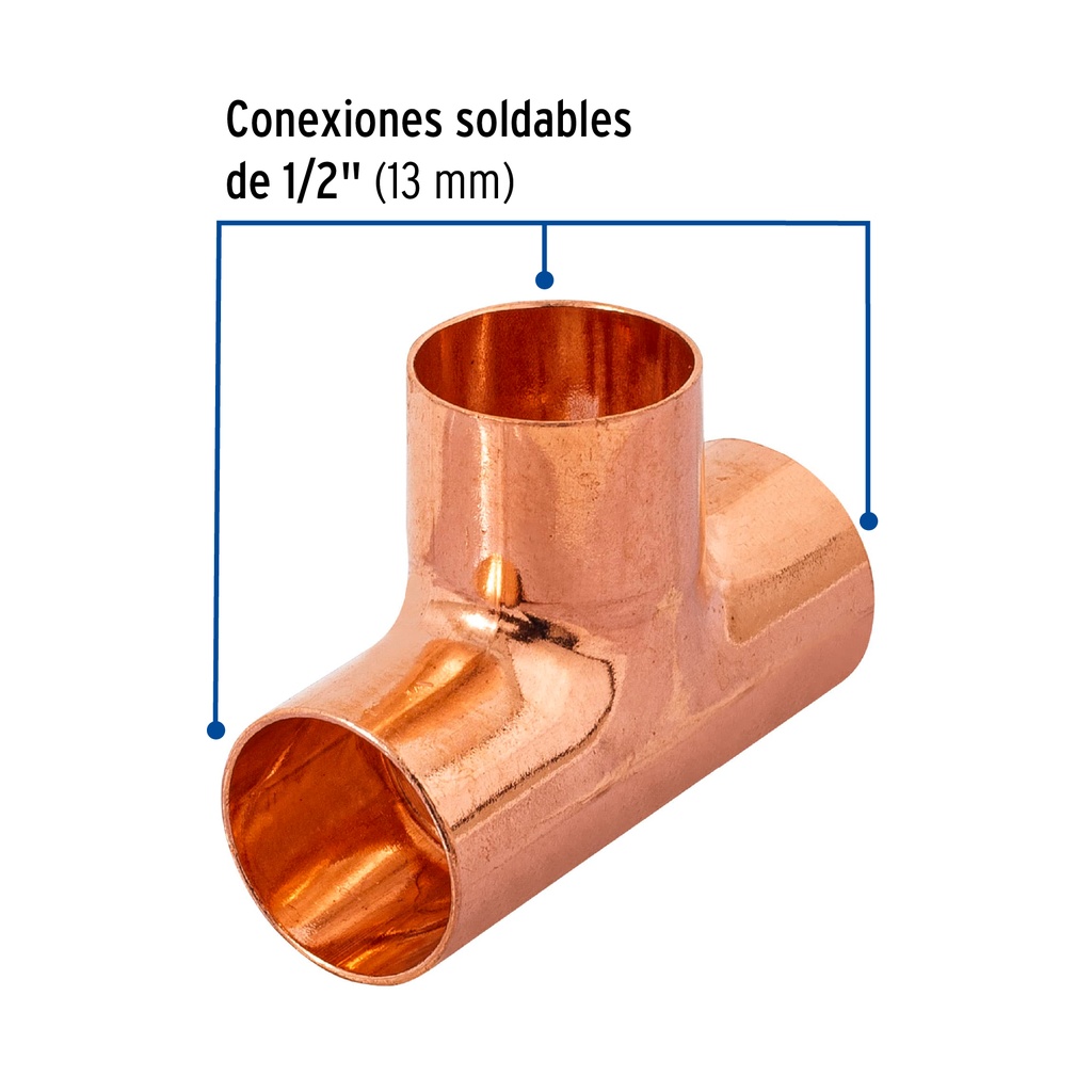 TEE SENCILLA DE COBRE 1/2', FOSET