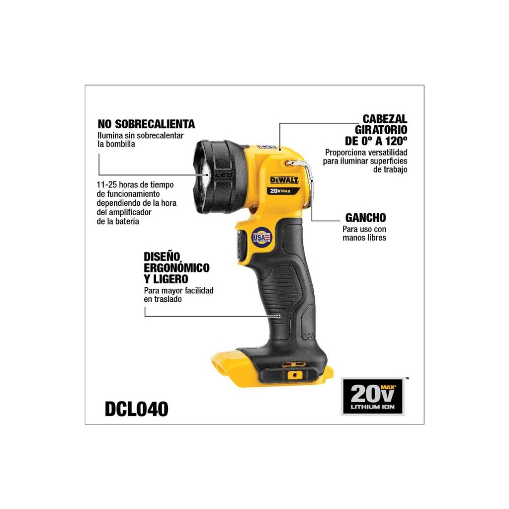 KIT DE TALADRO PERCUTOR/ATORNILLADOR DE LUZ DE TRABAJO LED 110 LUMENES 20V MAX