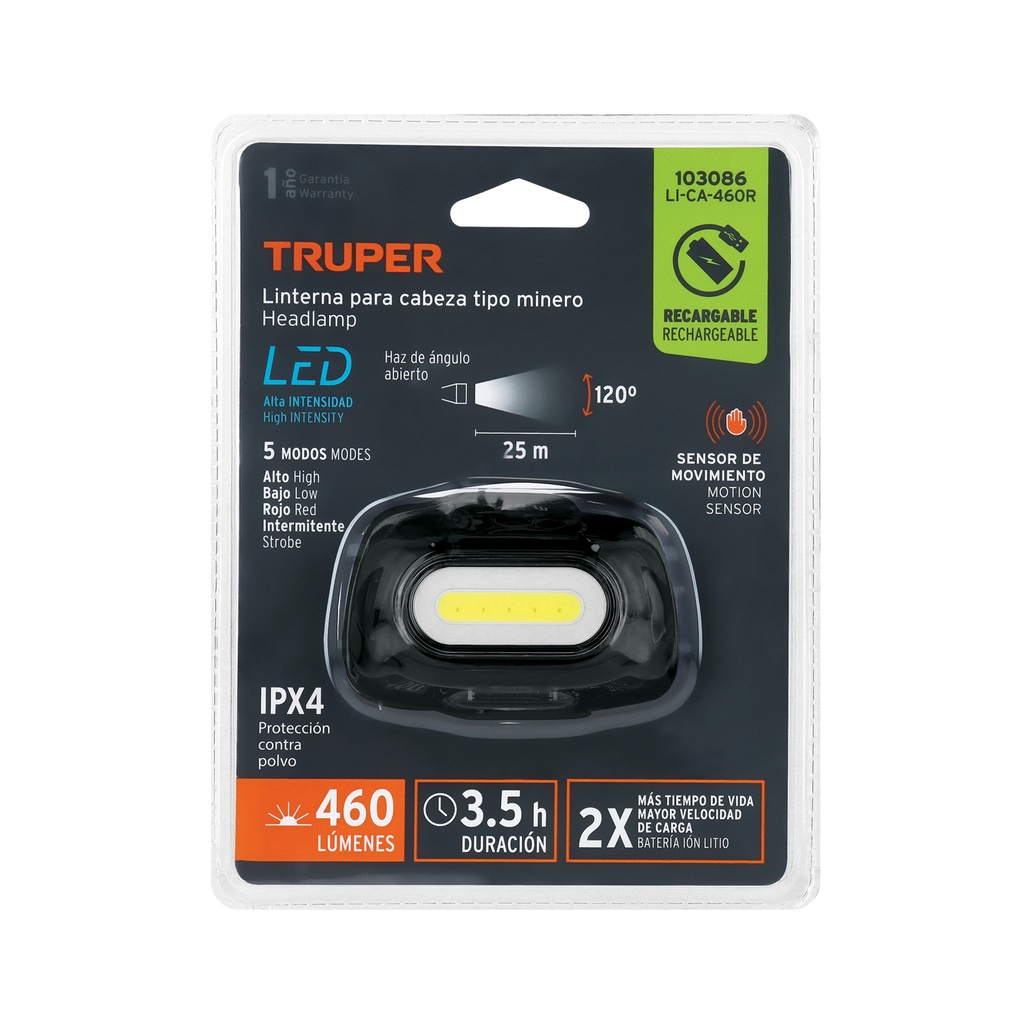 LINTERNA LED RECARGABLE 460 LM
