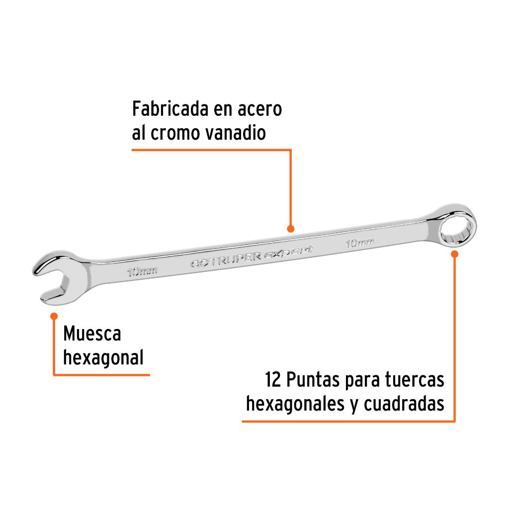 LLAVE COMBINADA EXTRALARGA 10 MM X 164 MM DE LARGO, EXPERT