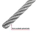 METRO DE CABLE FLEXIBLE 1/4' DE ACERO 7X19 HILOS, 75 M