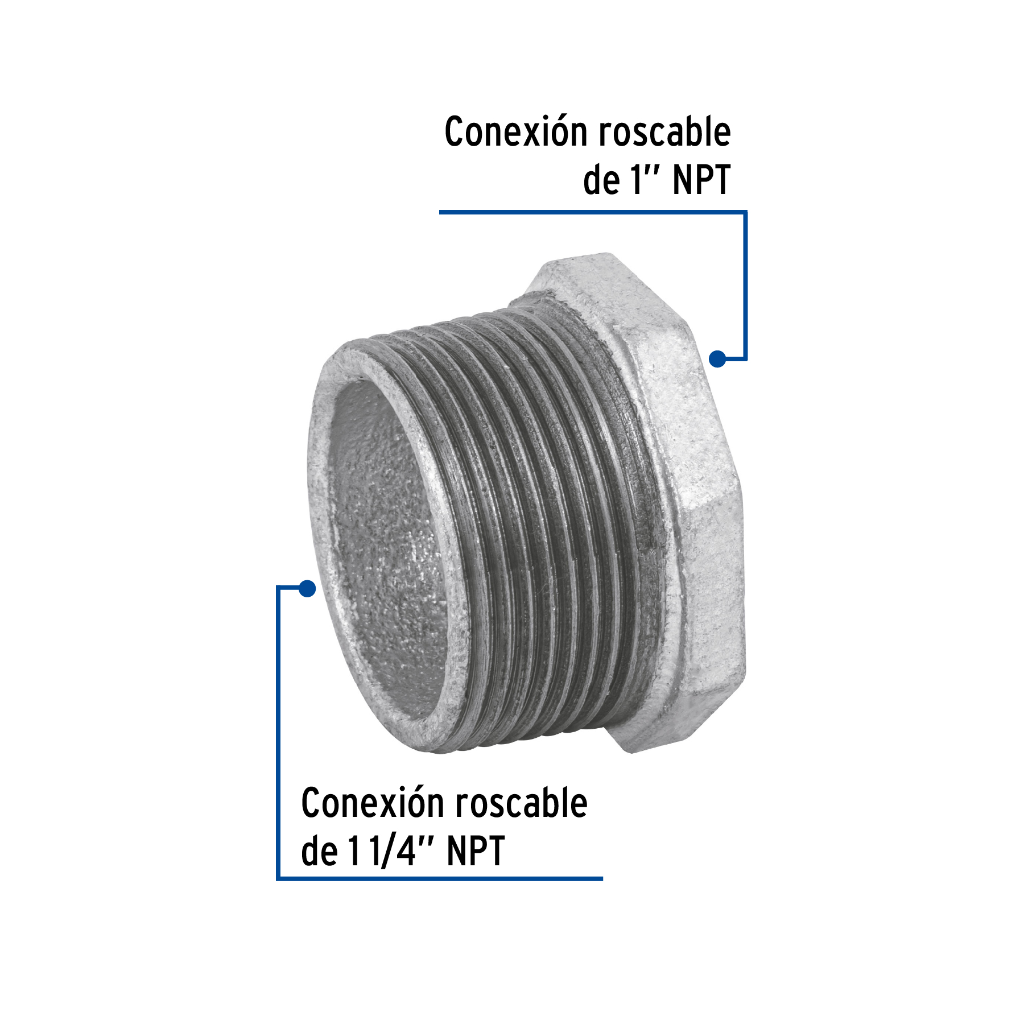 REDUCCION BUSHING ACERO GALVANIZADO 1-1/4 X 1', FOSET