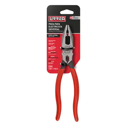 PINZA PARA ELECTRICISTA CON MANGO RUBBER GRIP DE 8-17/32" UNIVERSAL CORTE LATERAL QUIJADAS