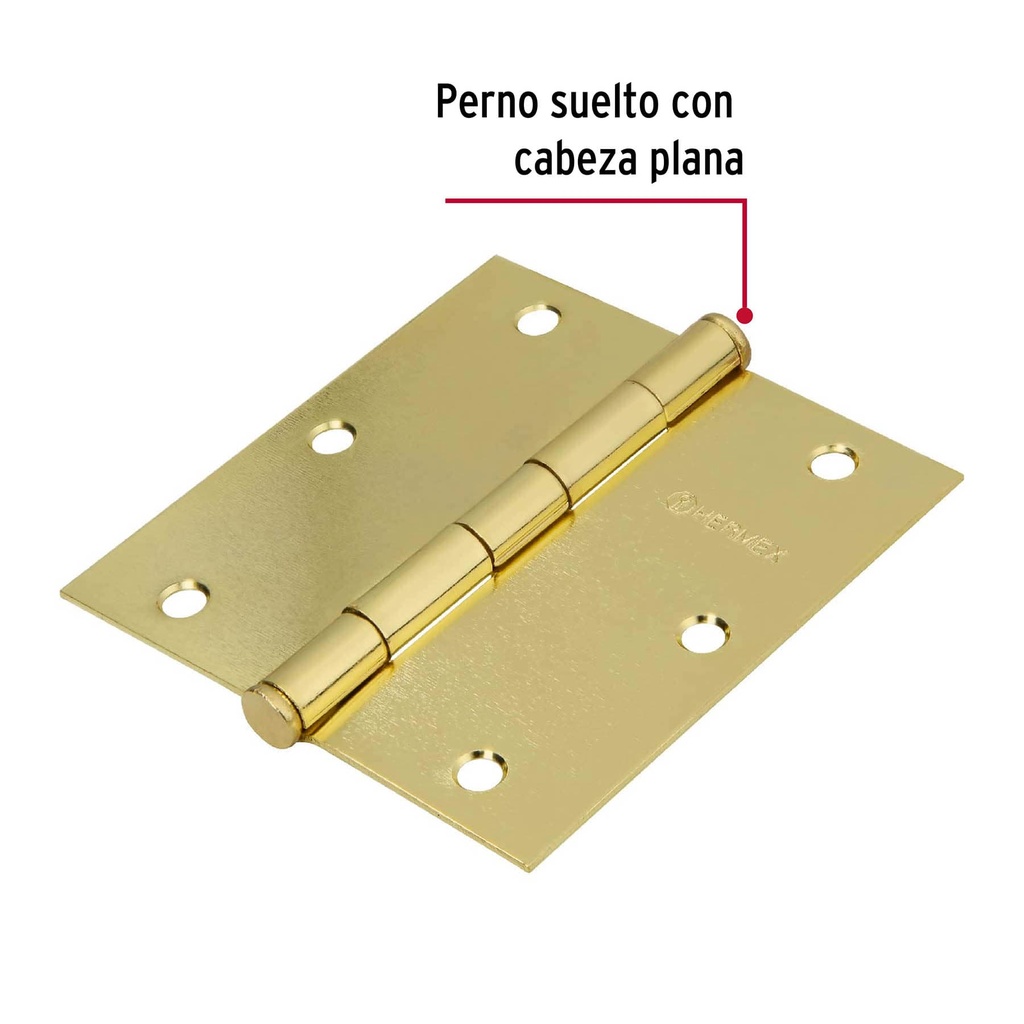 BISAGRA CUADRADA 3-1/2',LATONADO, CABEZA PLANA, HERMEX BASIC