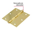 BISAGRA CUADRADA 3-1/2',LATONADO, CABEZA PLANA, HERMEX BASIC