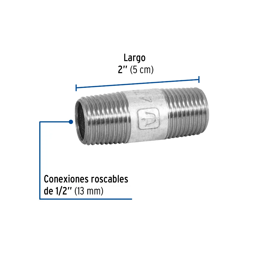 NIPLE DE ACERO GALVANIZADO 1/2' X 2', FOSET