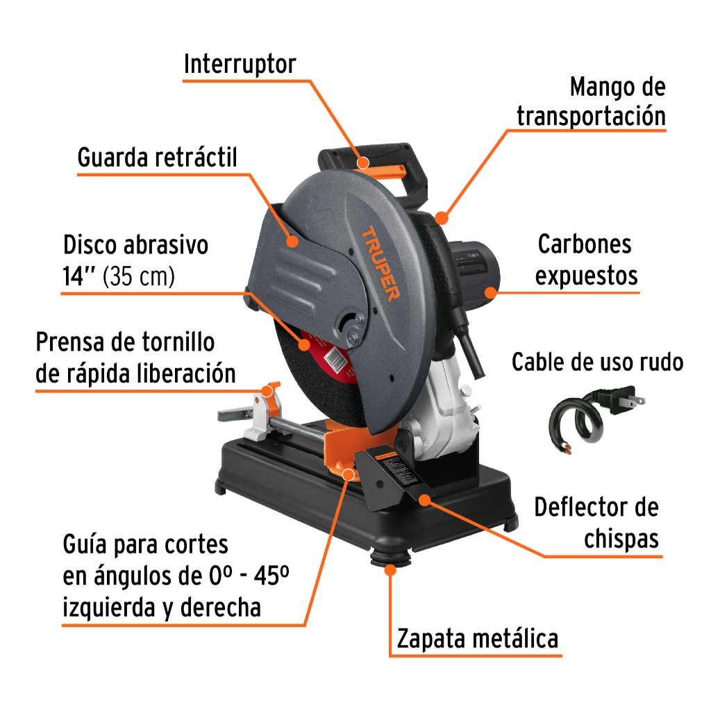 TRONZADORA / CORTADORA DE METALES 14', MANGO EN 'D', 2200 W