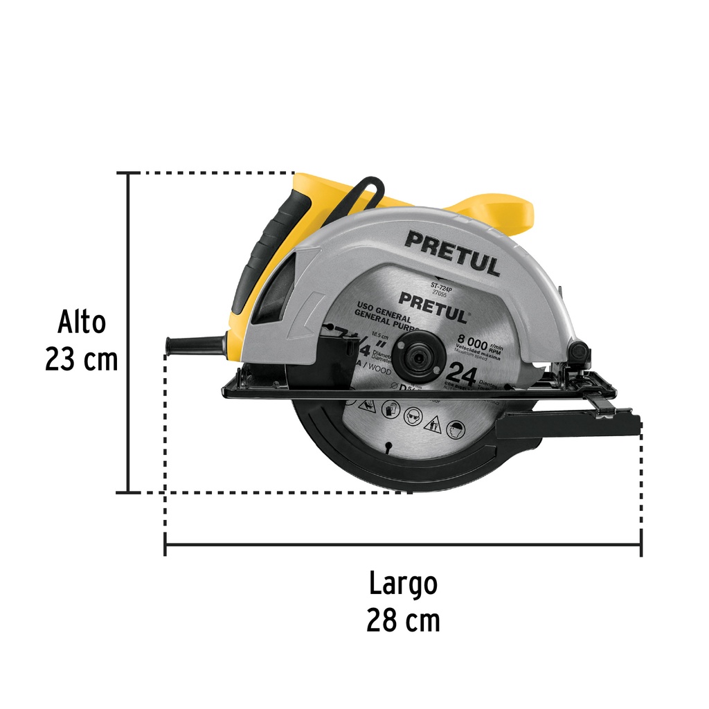 SIERRA CIRCULAR 7-1/4', 1200W, PRETUL