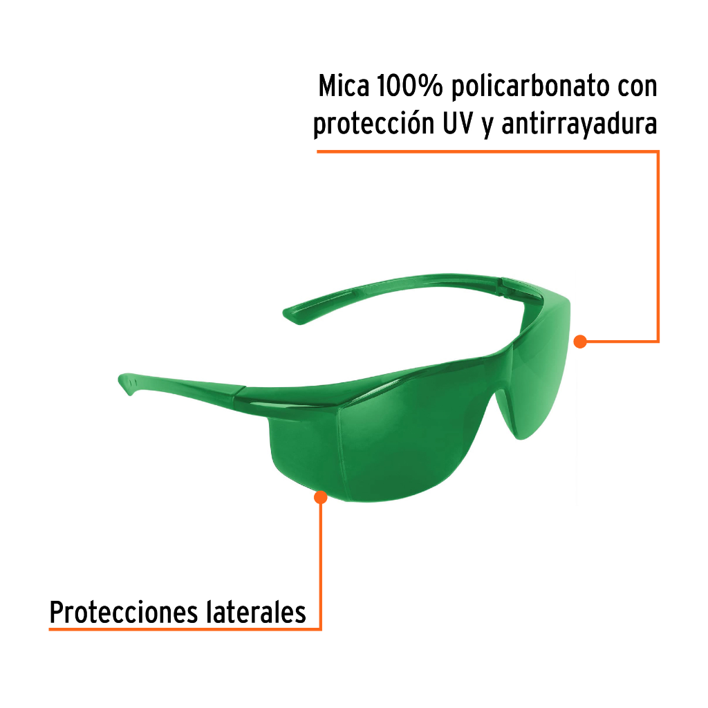 LENTES DE SEGURIDAD VERDES, TRUPER ULTRALITE