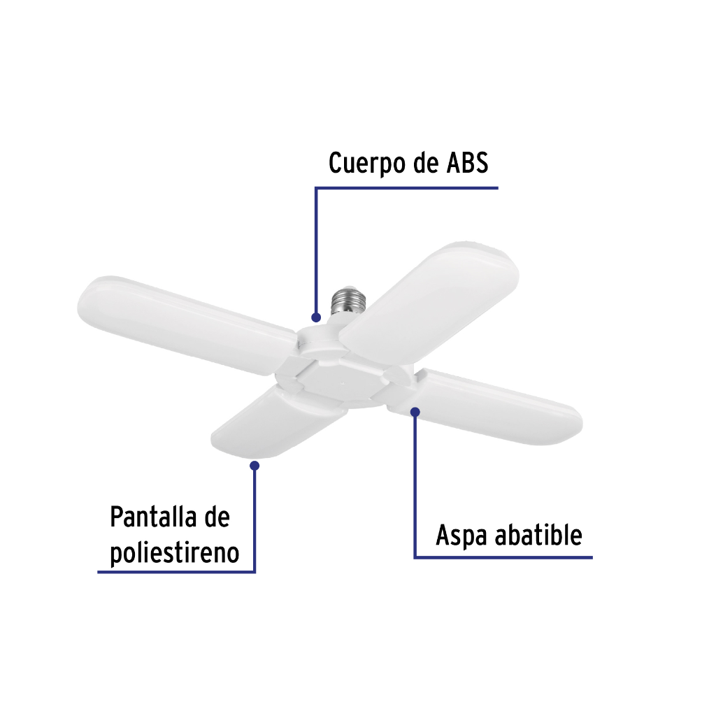 LAMPARA LED TIPO VENTILADOR 32W, 4 ASPAS, 6500K, BASIC