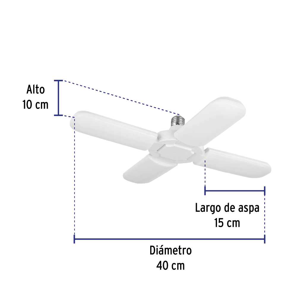 LAMPARA LED TIPO VENTILADOR 32W, 4 ASPAS, 6500K, BASIC