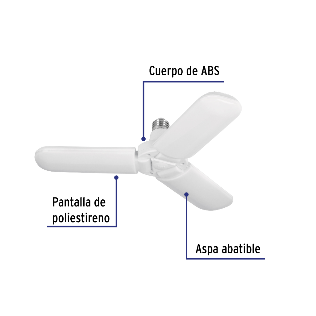 LAMPARA LED TIPO VENTILADOR 24W, 3 ASPAS, 6500K, BASIC