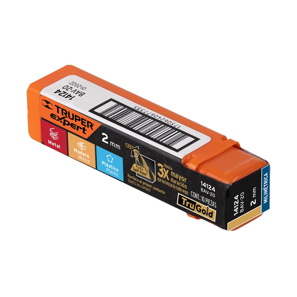 BROCA HSS 2.0 MM TRUGOLD PARA METAL, TRUPER EXPERT