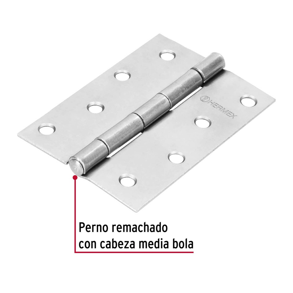 BISAGRA RECTANGULAR 4' ACERO PULIDO, HERMEX