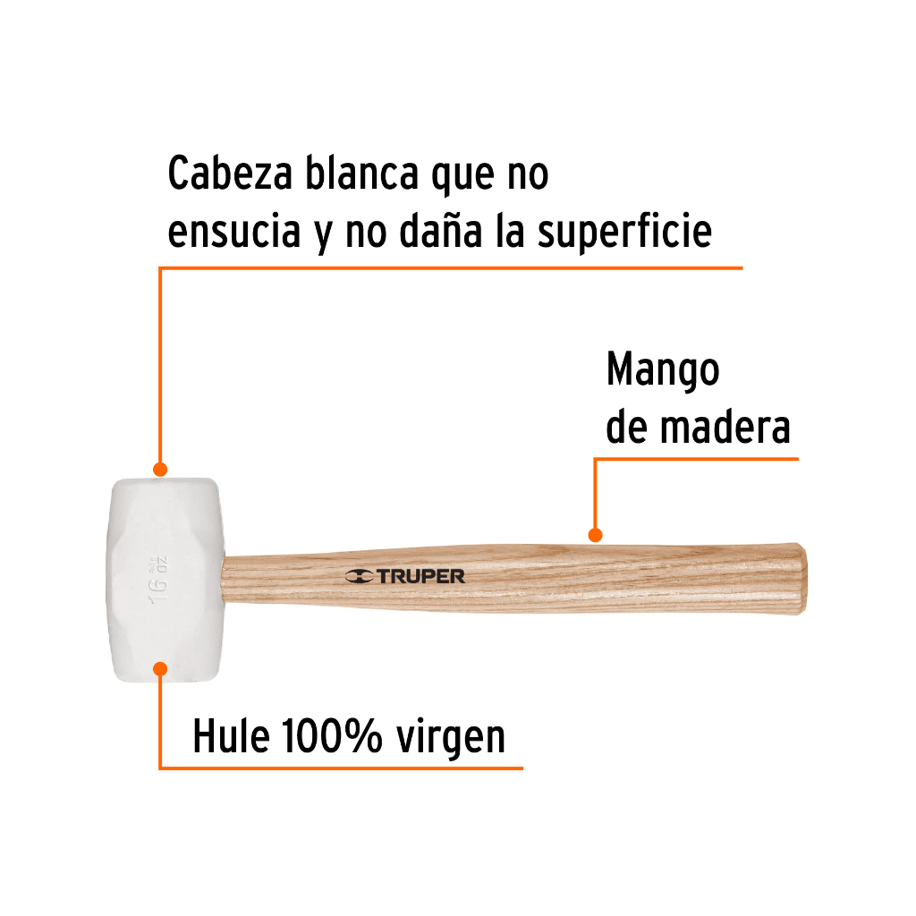 MAZO DE HULE 16 OZ, TRUPER
