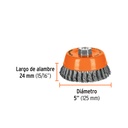 CARDA COPA 5" ALAMBRE TRENZADO GRUESO, EJE 5/8-11 TRUPER