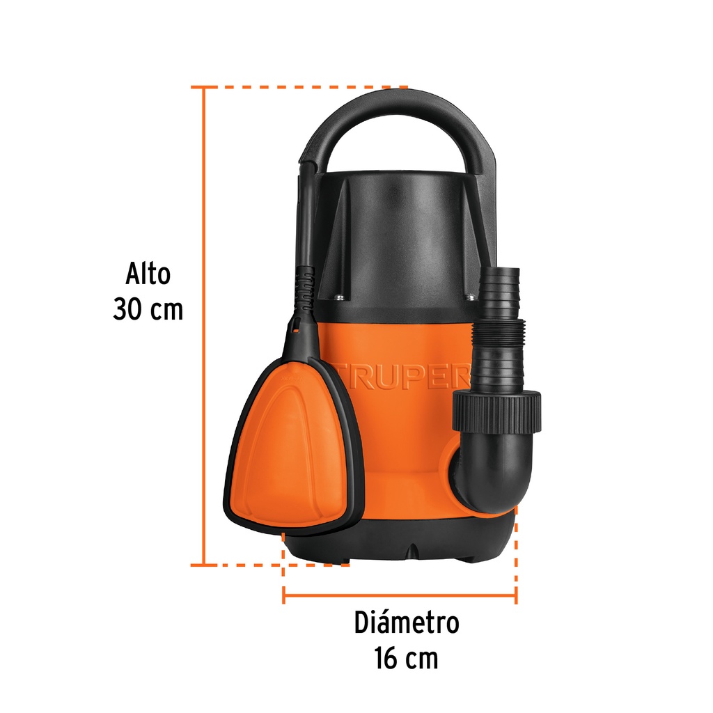 BOMBA SUMERGIBLE PLASTICA PARA AGUA LIMPIA 1/2 HP