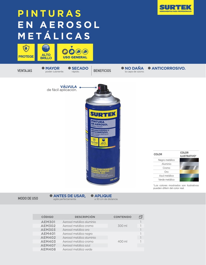 PINTURA EN AEROSOL 400 ML COLOR ALUMINIO
