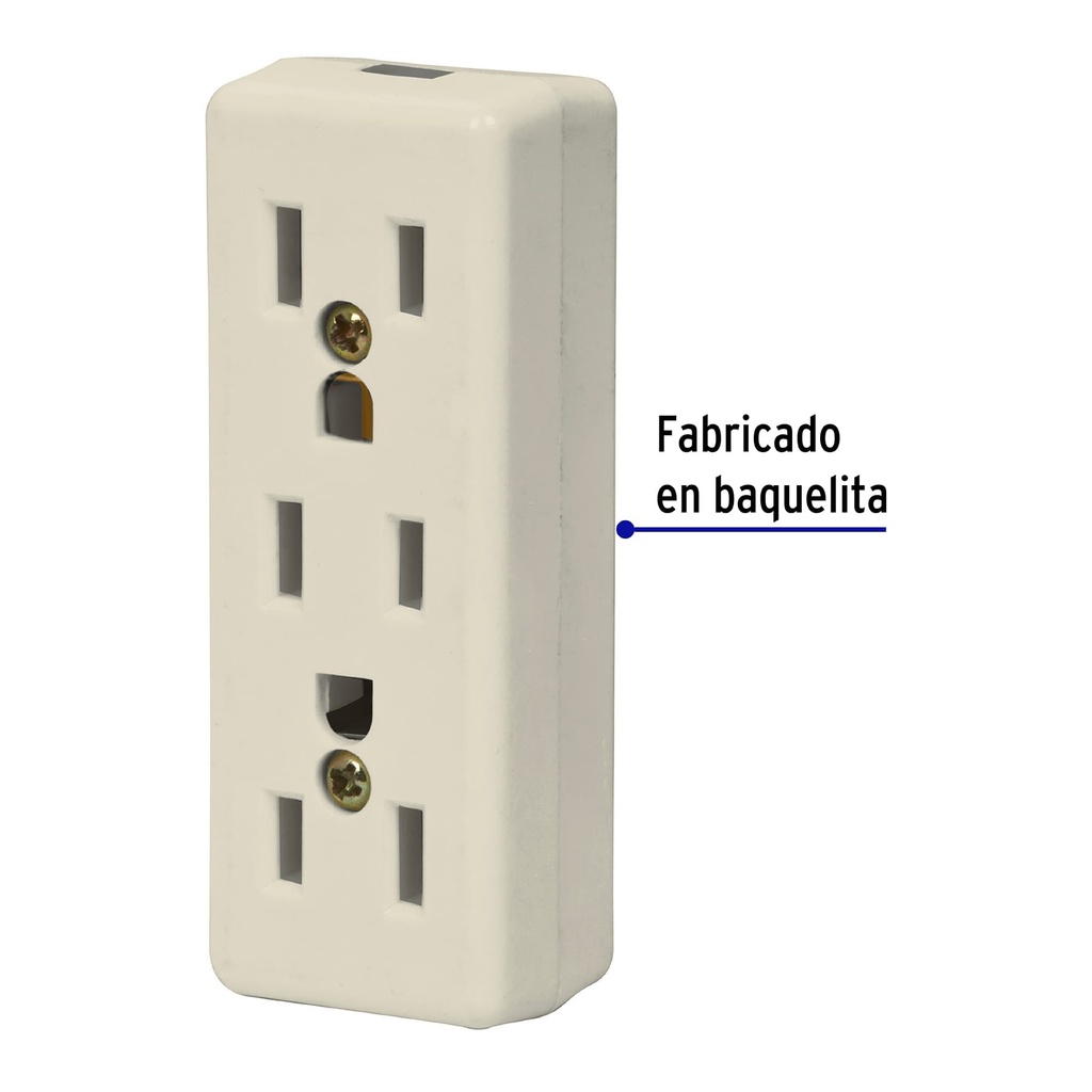 MULTICONTACTO TRIPLE PARA EXTENSION, 2 POLOS + TIERRA