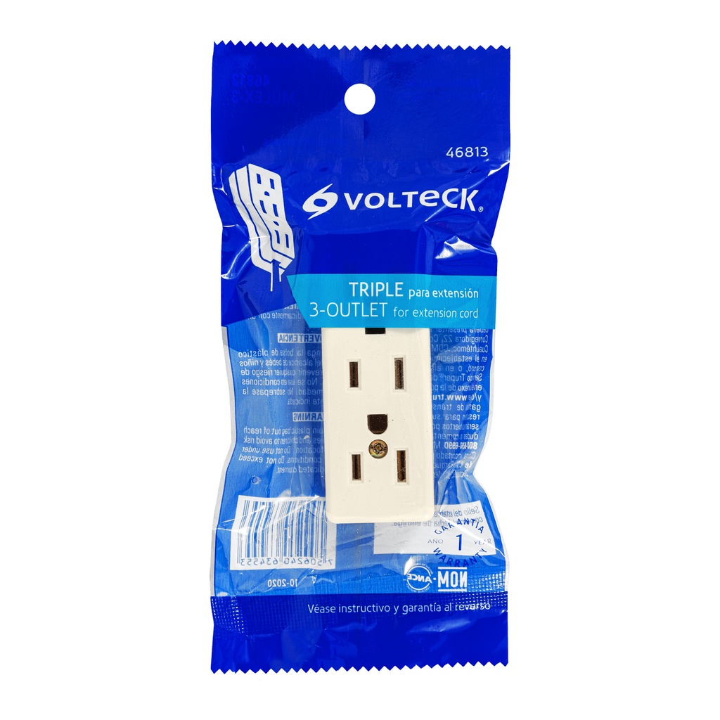 MULTICONTACTO TRIPLE PARA EXTENSION, 2 POLOS + TIERRA