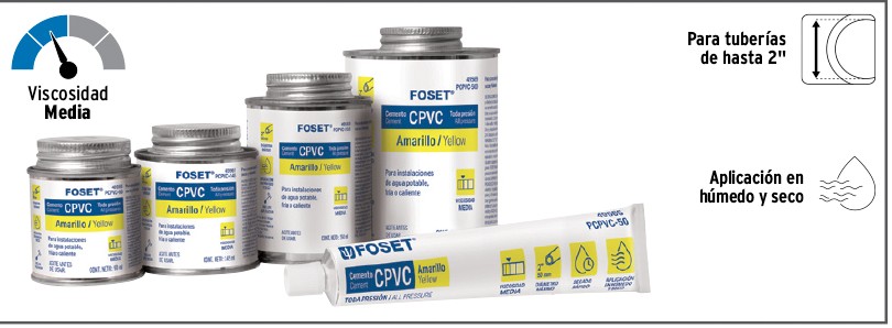 CEMENTO PARA CPVC EN BOTE DE 145 ML, BAJA PRESION, FOSET