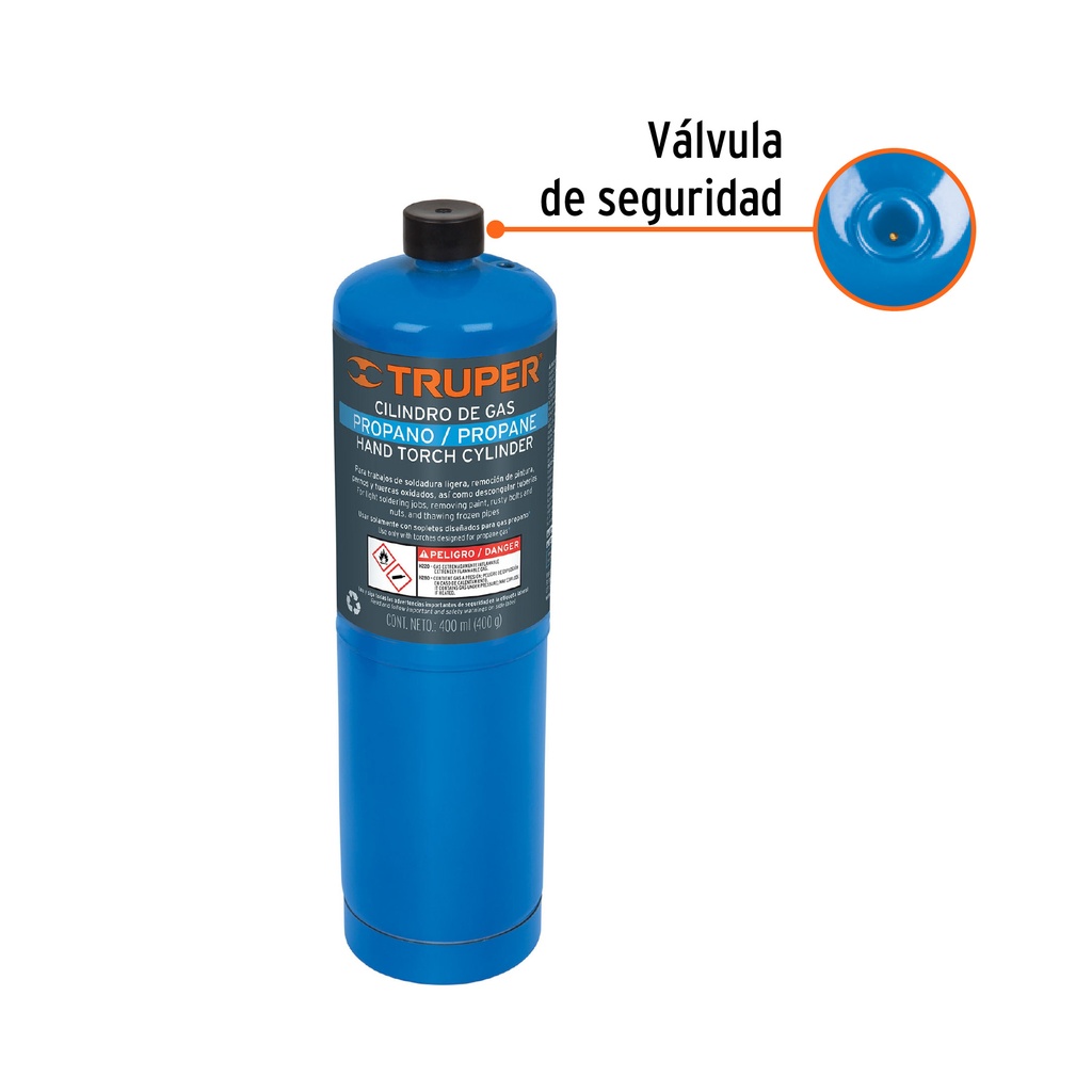 CILINDRO DE GAS PROPANO DE 400 G, AZUL, TRUPER