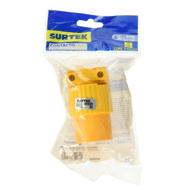 CONTACTO BLINDADO PLASTICO ATERRIZADO, COLOR AMARILLO