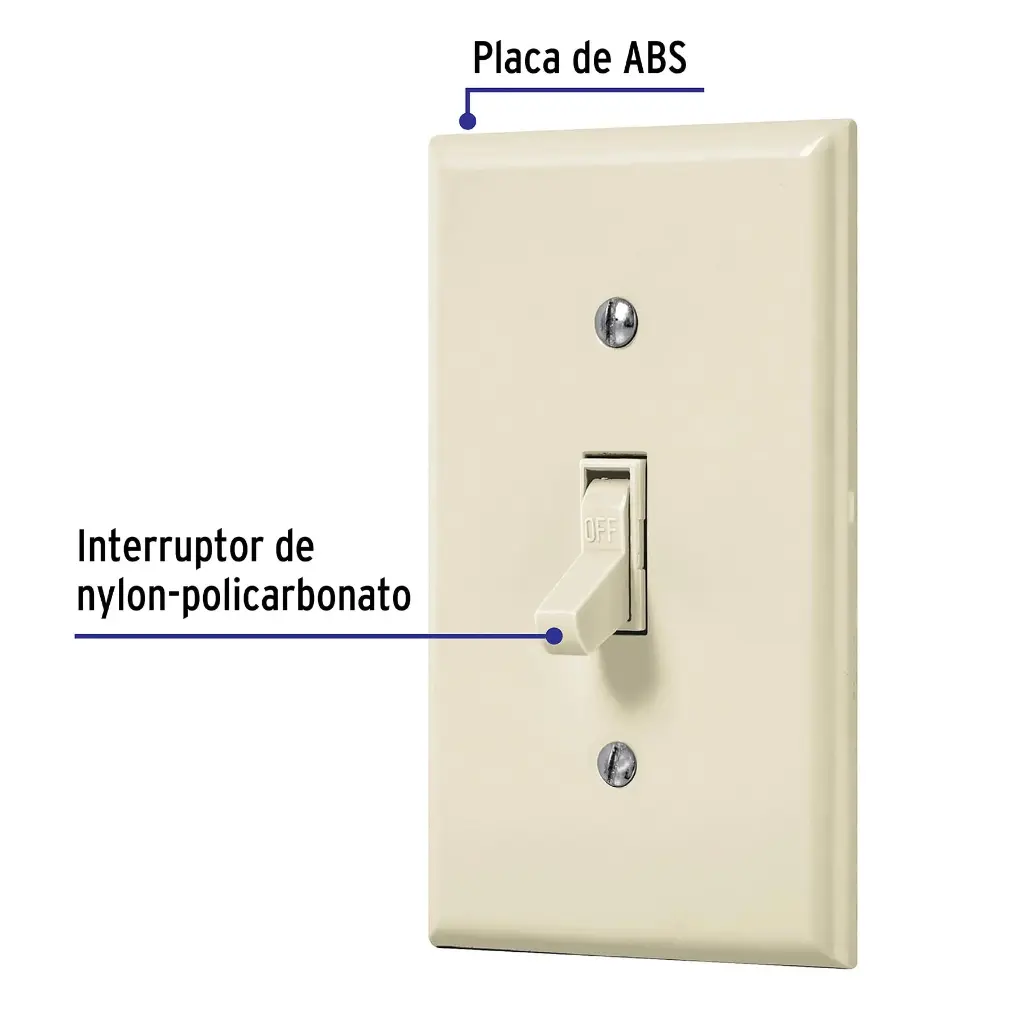 PLACA ARMADA INTERRUPTOR SENCILLO, LINEA STANDARD, MARFIL
