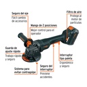 ESMERILADORA 4-1/2', 20V, INT. PALETA, 1 BATERIA 4AH, MAX