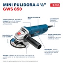 MINI ESMERIL ANGULAR BOSCH GWS 850, 127V
