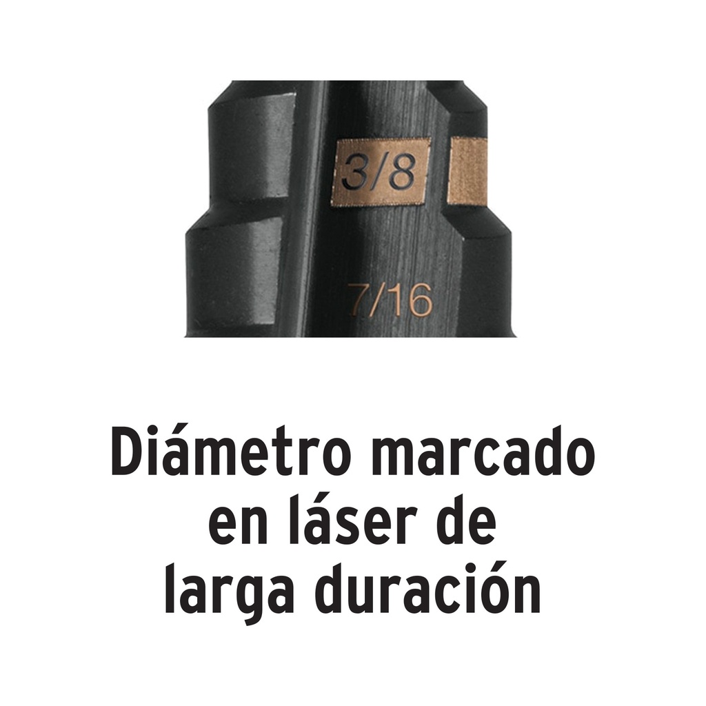 BROCA ESCALONADA OXIDO NEGRO 10 ESCALONES 1/4" A 1-3/8", TRUPER