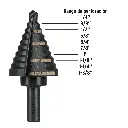 BROCA ESCALONADA OXIDO NEGRO 10 ESCALONES 1/4" A 1-3/8", TRUPER