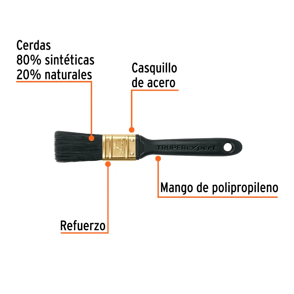 BROCHA PROFESIONAL DE 1' MANGO DE PLASTICO, TRUPER EXPERT