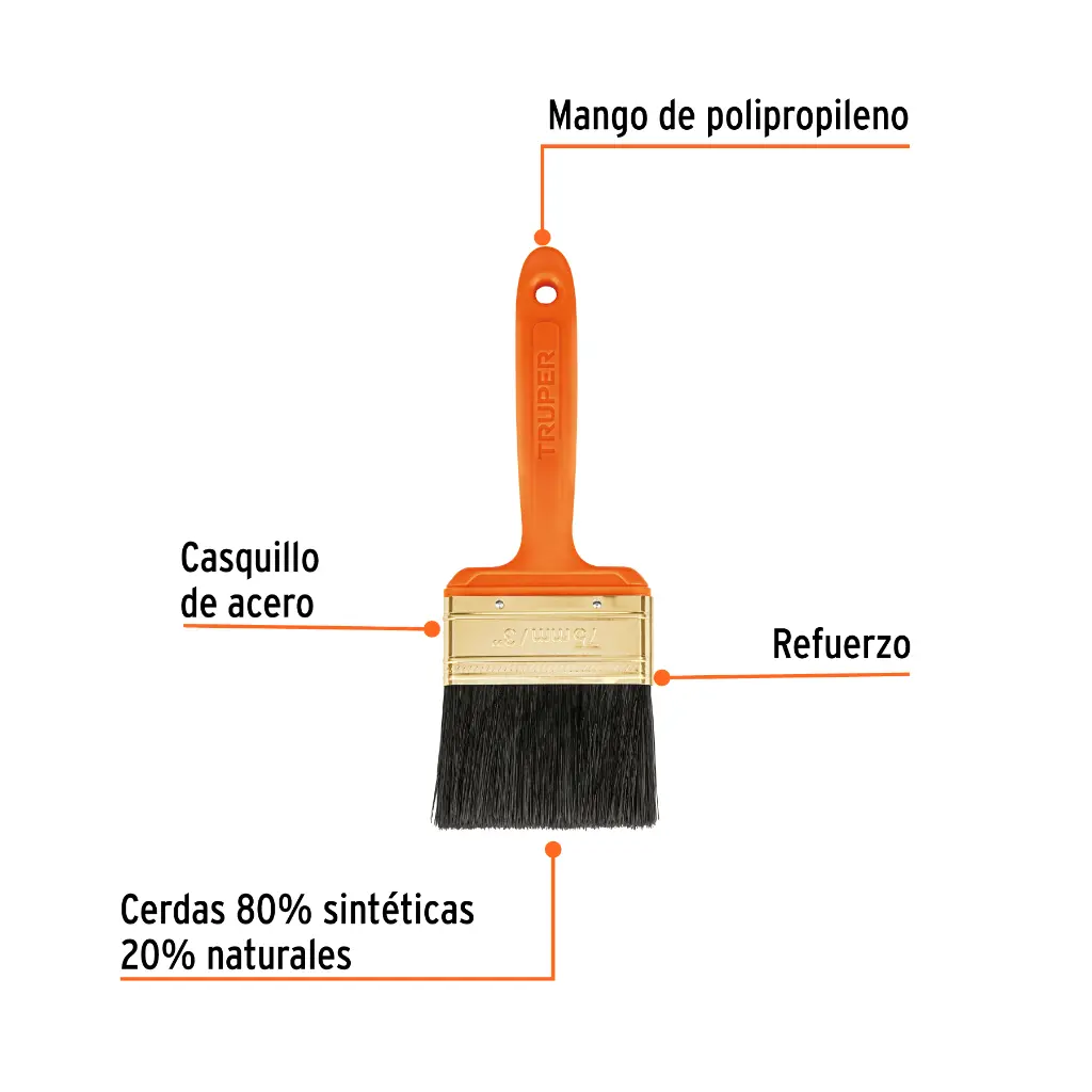 BROCHA PROFESIONAL DE 3' CON MANGO DE PLASTICO, TRUPER