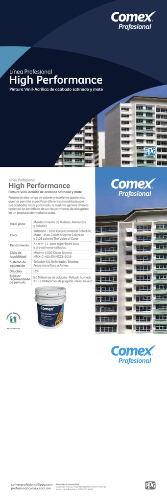 PINTURA VINILICA HIGH PERFORMANCE COLOR ANDALUCIA 