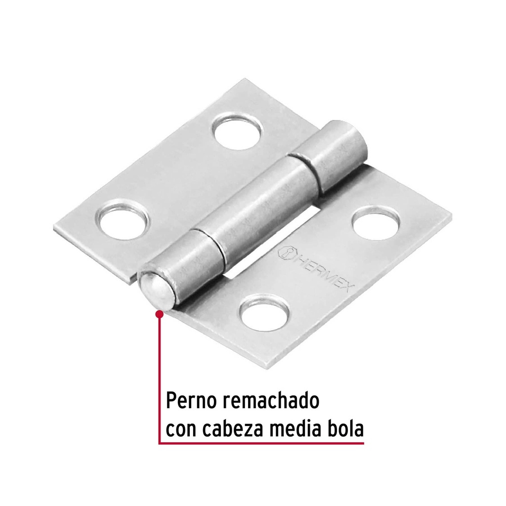 BISAGRA RECTANGULAR 1' ACERO PULIDO, HERMEX