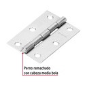 BISAGRA RECTANGULAR 2-1/2' ACERO PULIDO, HERMEX