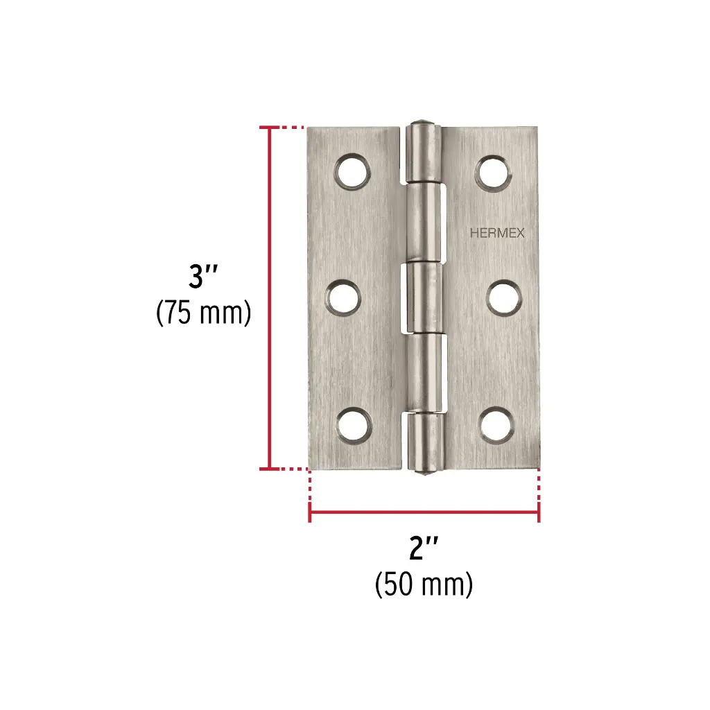BISAGRA RECTANGULAR 3' ACERO INOXIDABLE, HERMEX