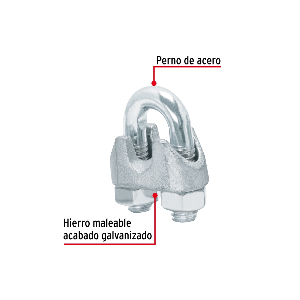 BLISTER CON 2 NUDOS (PERROS) DE HIERRO PARA CABLE DE 1/4'